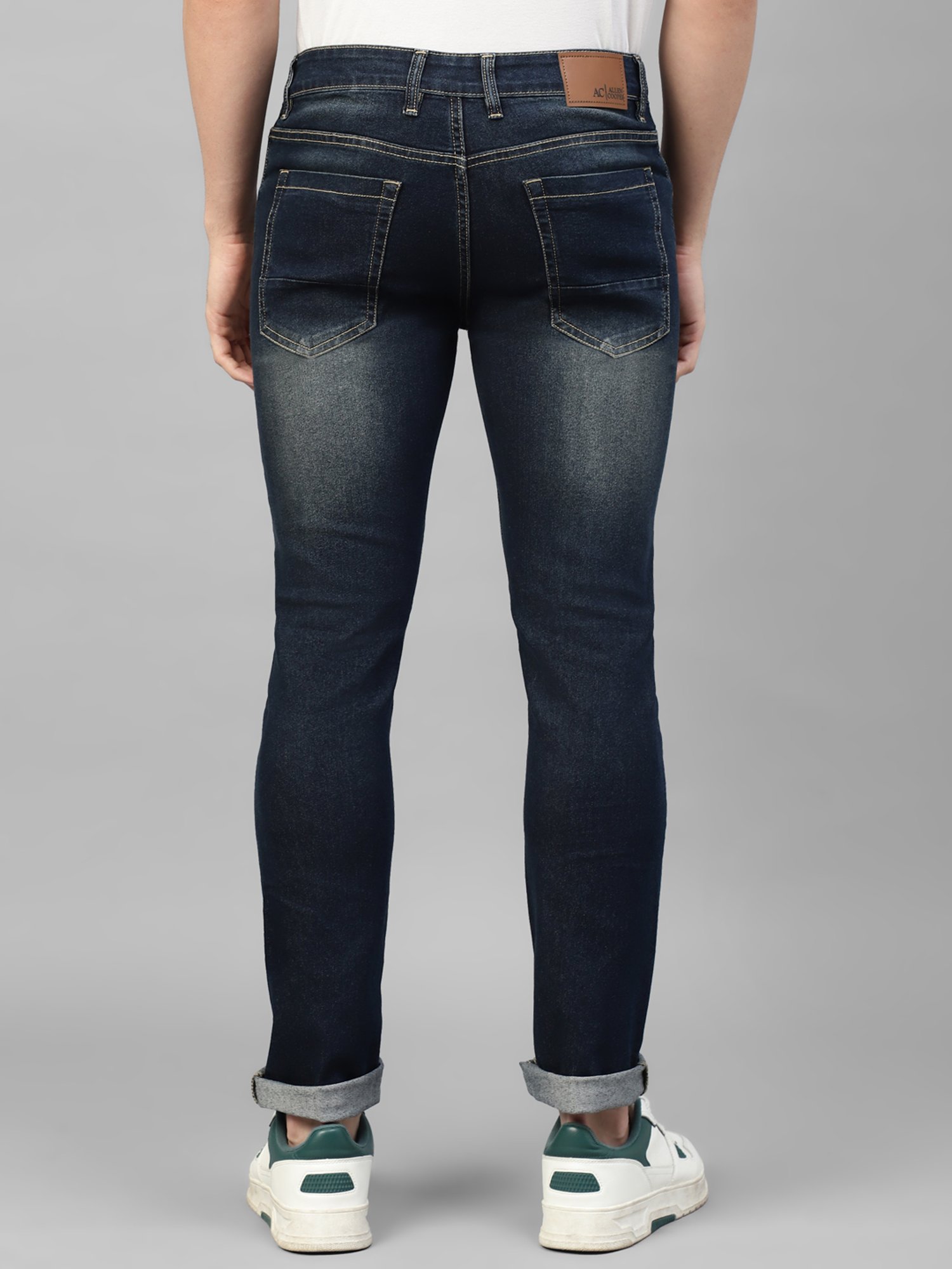 Allen cooper Dark Blue Regular Fit Lightly Washed Jeans
