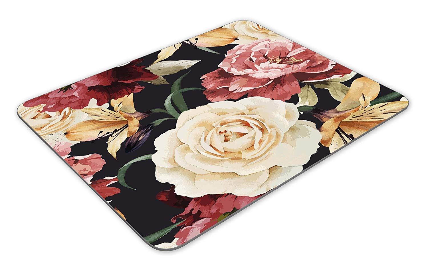 KingKang Seamless Floral Pattern with Roses, Watercolor Mouse Pad Office Mouse Pad Gaming Mouse Pad Mouse Mat Mousepad Non-Slip Rubber Backing
