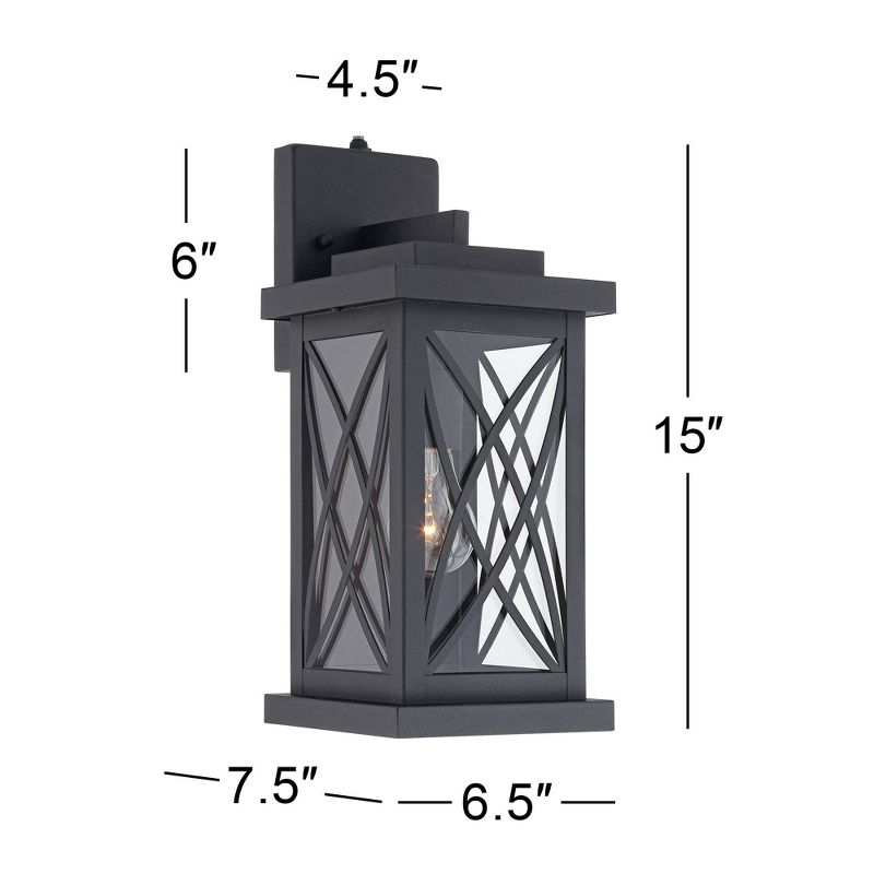 John Timberland Outdoor Wall Light Fixture Black 15" Clear Glass Security Dusk To Dawn for Exterior House Porch Patio