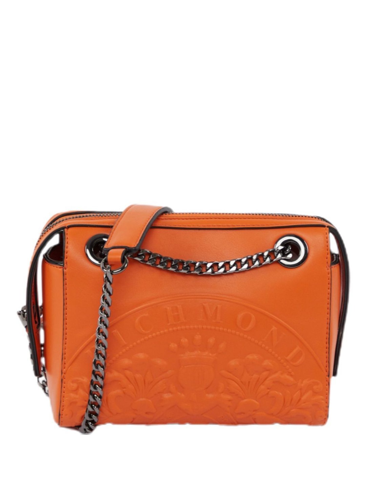 John Richmond Orange Tenorm Textured Small Shoulder Bag