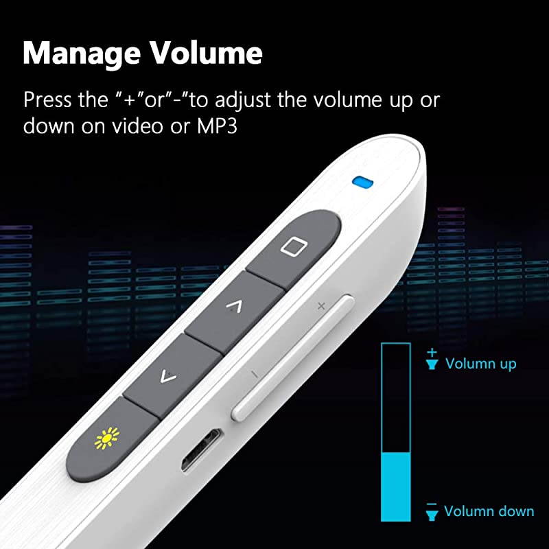N27 Laser Pointer Presentation Clicker for Powerpoint Hyperlink Volume Control Presentation Remote PowerPoint Clicker Slide Advancer White