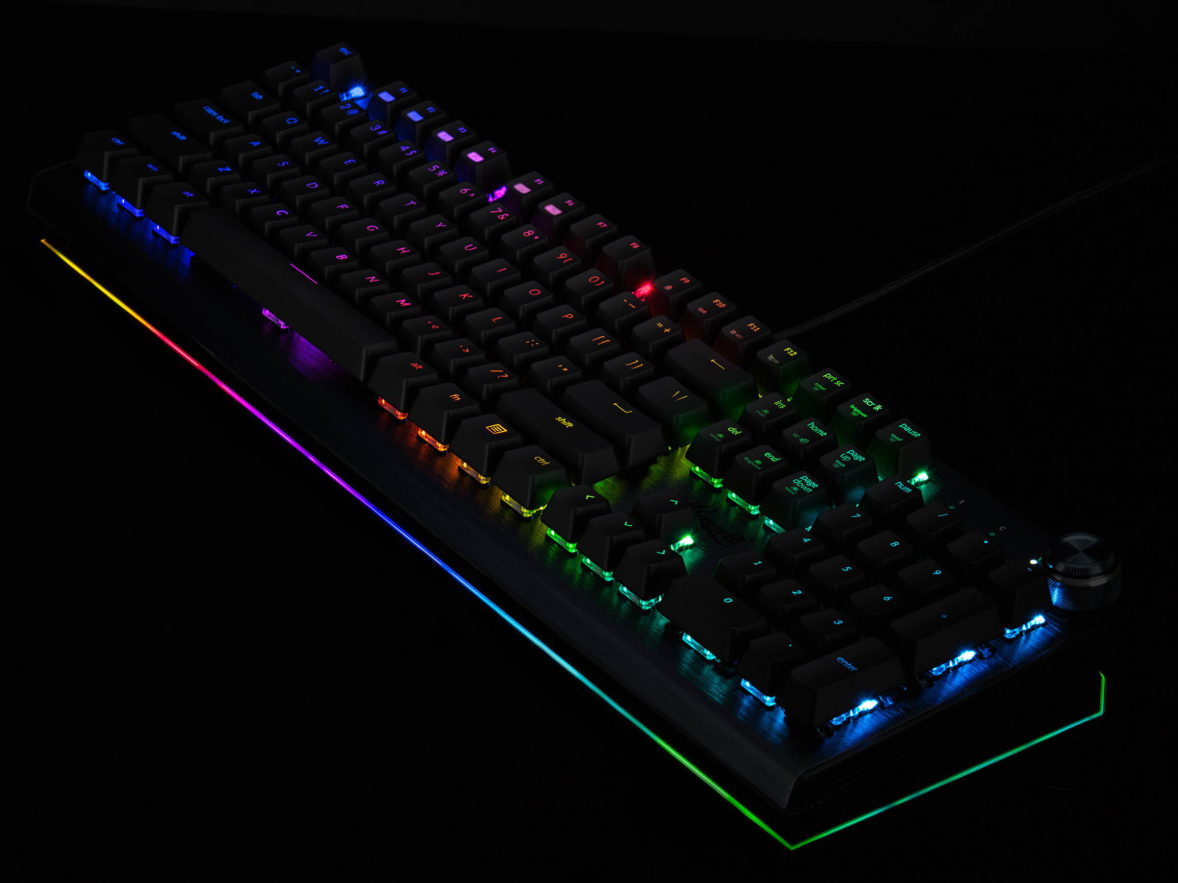Rosewill NEON K91 RGB BR Mechanical Gaming Keyboard with Brown Switches, Underglow and 17 Backlit Modes, Multifunctional Dial Control, Wrist Rest and PBT Keycap Set