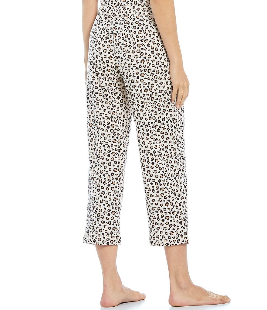 Sleep Sense Leopard Spot Print Jersey Knit Cropped Coordinating Sleep Pants