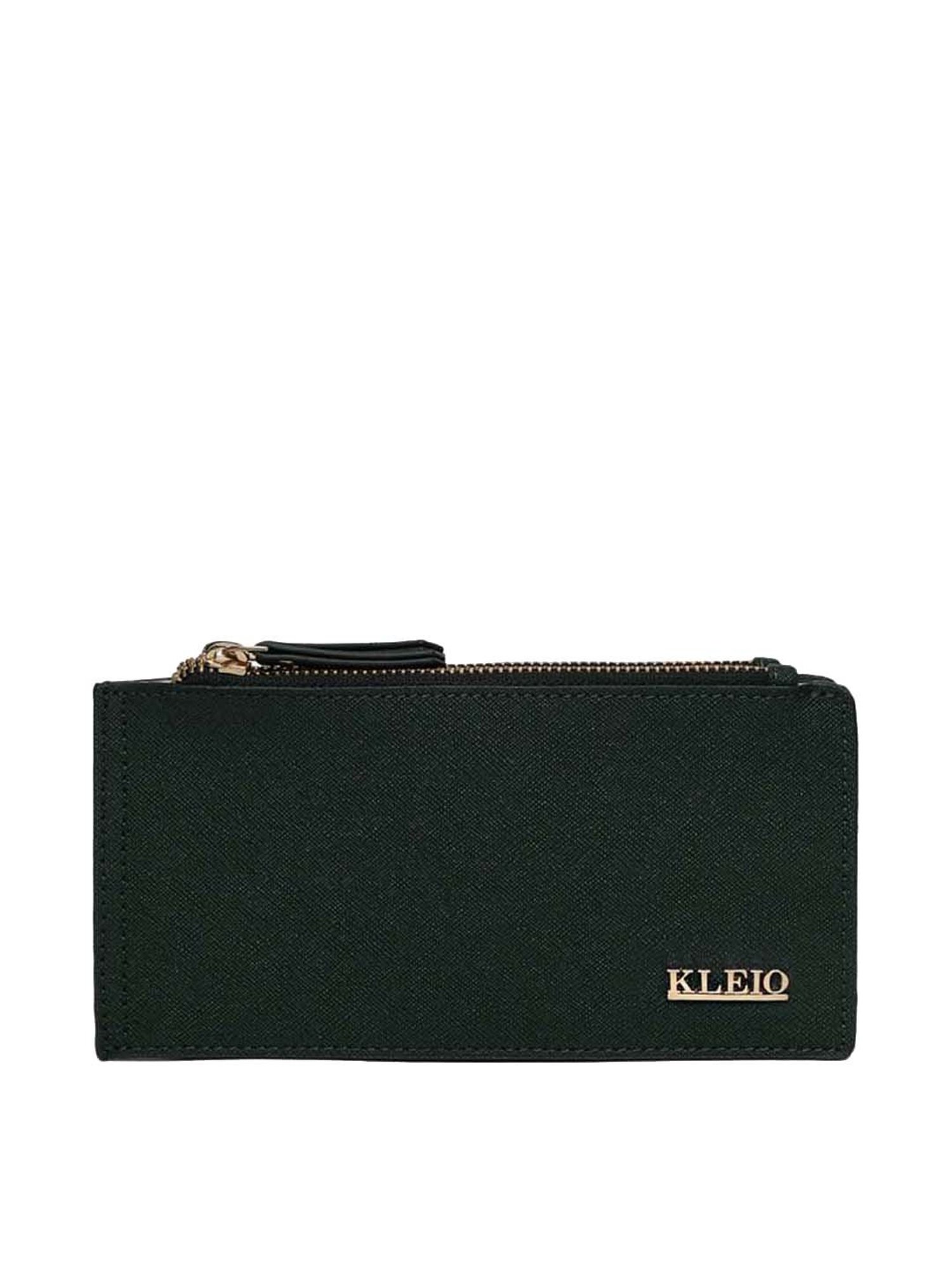 KLEIO Green Solid Bi-Fold Wallet for Women