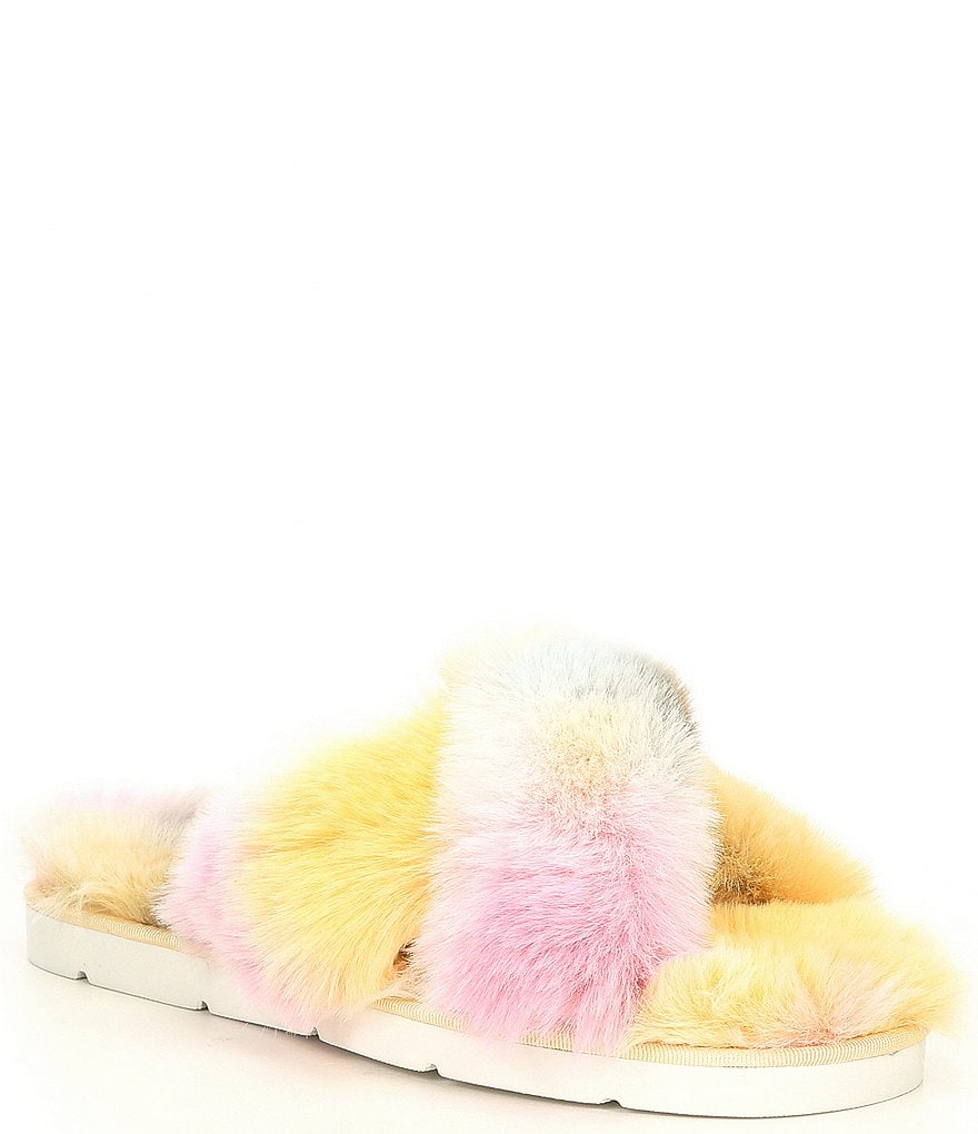 Dolce Vita Pillar Faux Fur Tie-Dye Cross Band Slides