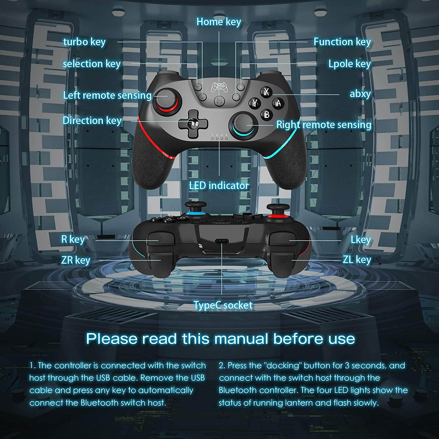 Wireless Controller for Switch/Switch Lite, Switch Pro Wireless Bluetooth Controller Joypad Remote Joycon Replacement,Wireless Switch Remote with Turbo, Motion (Red)