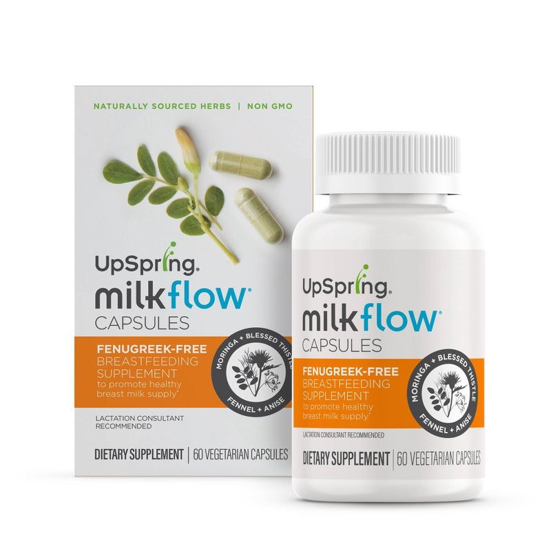 UpSpring Milkflow Fenugreek Free Breastfeeding Supplement Capsules - 60ct