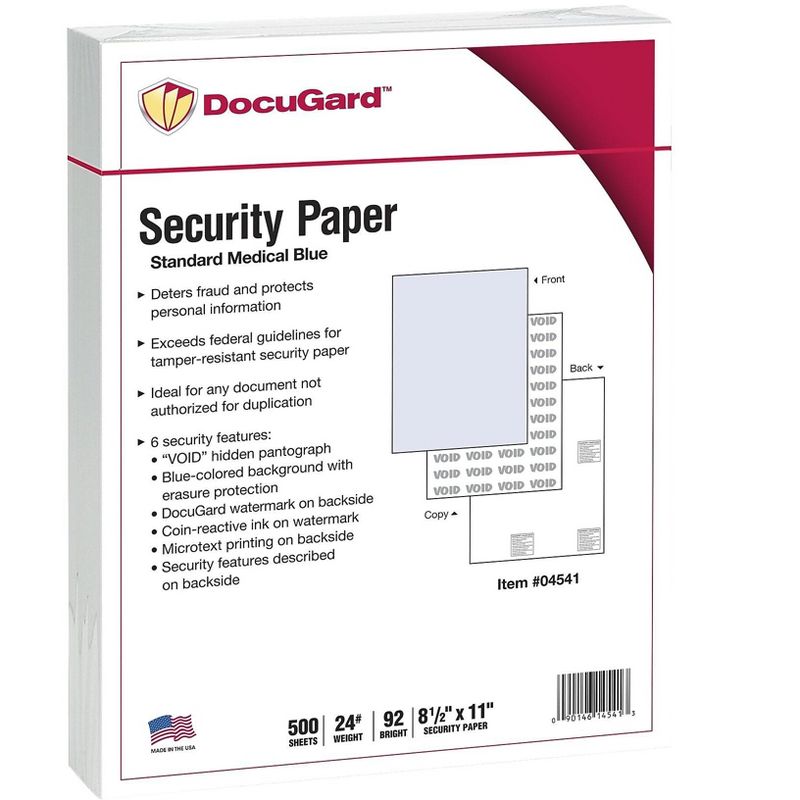 DocuGard Security Paper Blue 8-1/2 x 11 500/Ream 04541