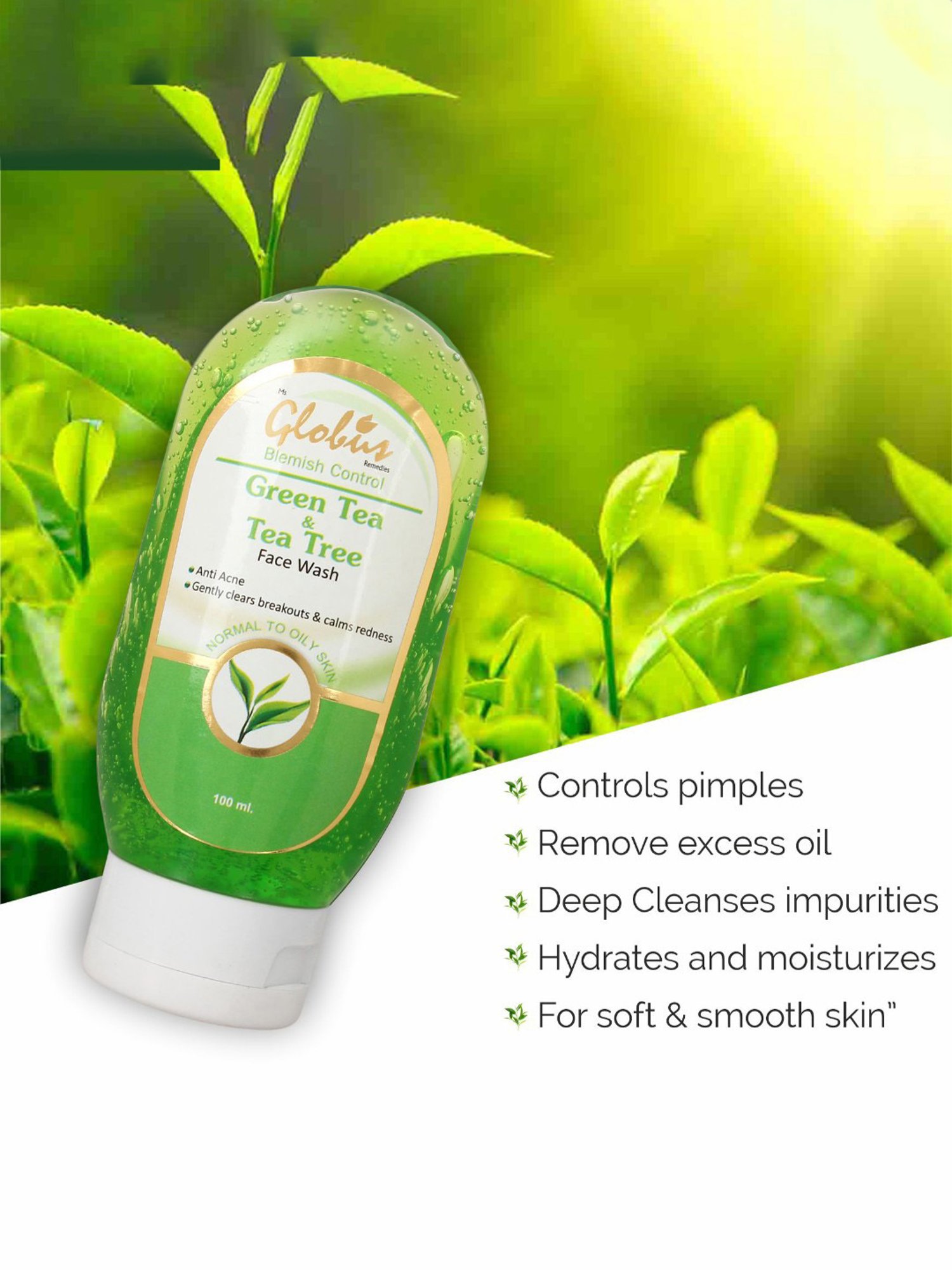 Globus Remedies Sunscreen Fairness Lotion SPF 50+++ & Green Tea & Tea Tree Face Wash Combo