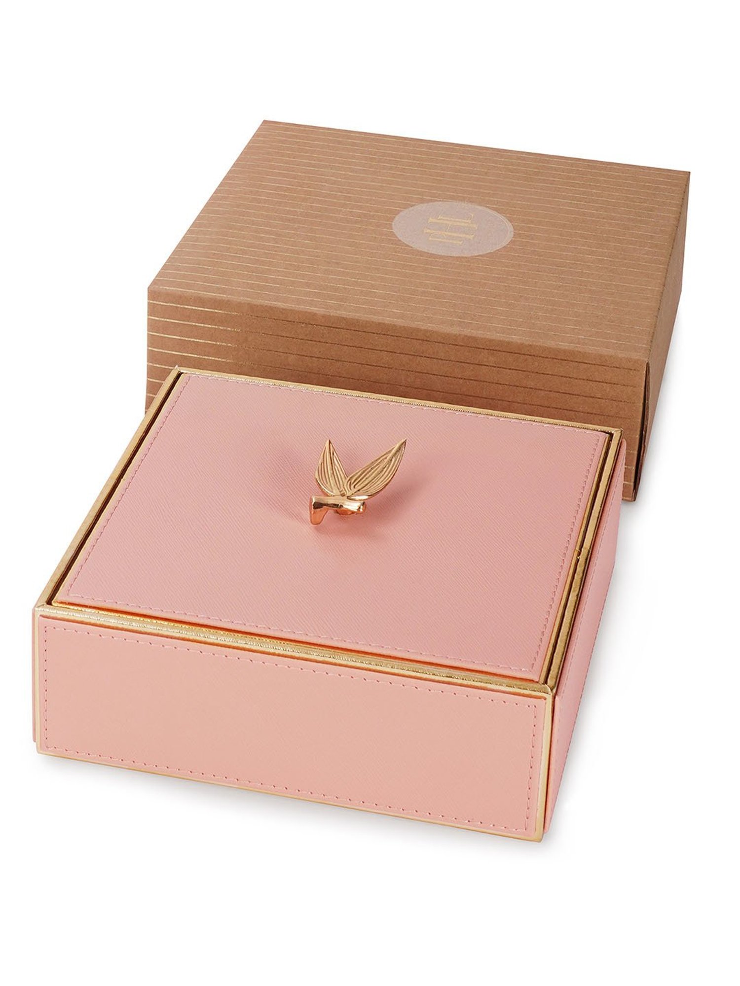 Pure Home and Living Pink Leather Storage Boxes