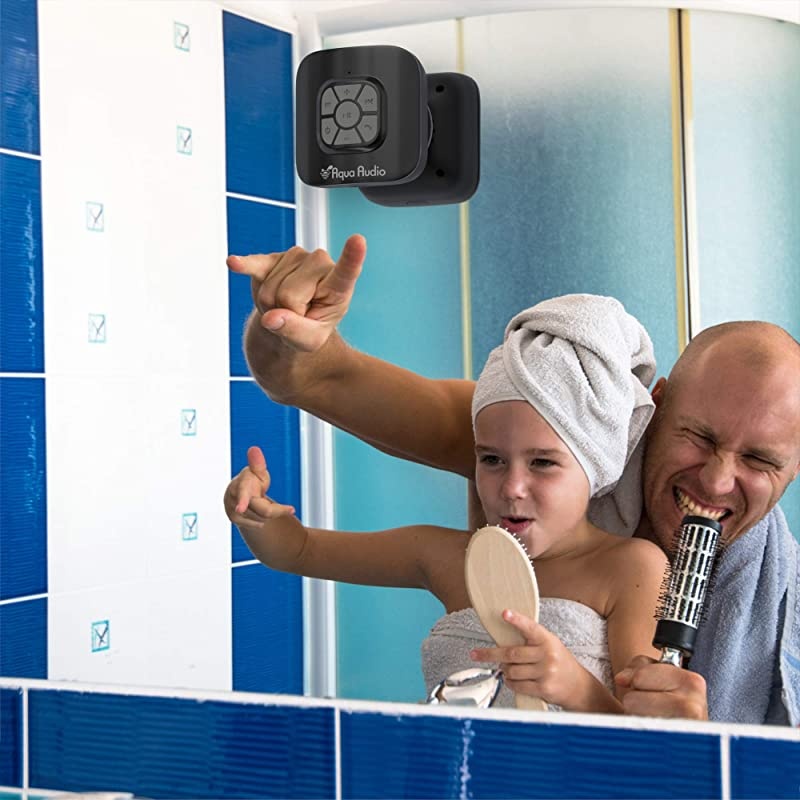 QZ-2Q0H-R3GO Cube Waterproof Bluetooth Wireless Speaker with Suction Cup and Built-in Mic for All Bluetooth Media Devices (Black)