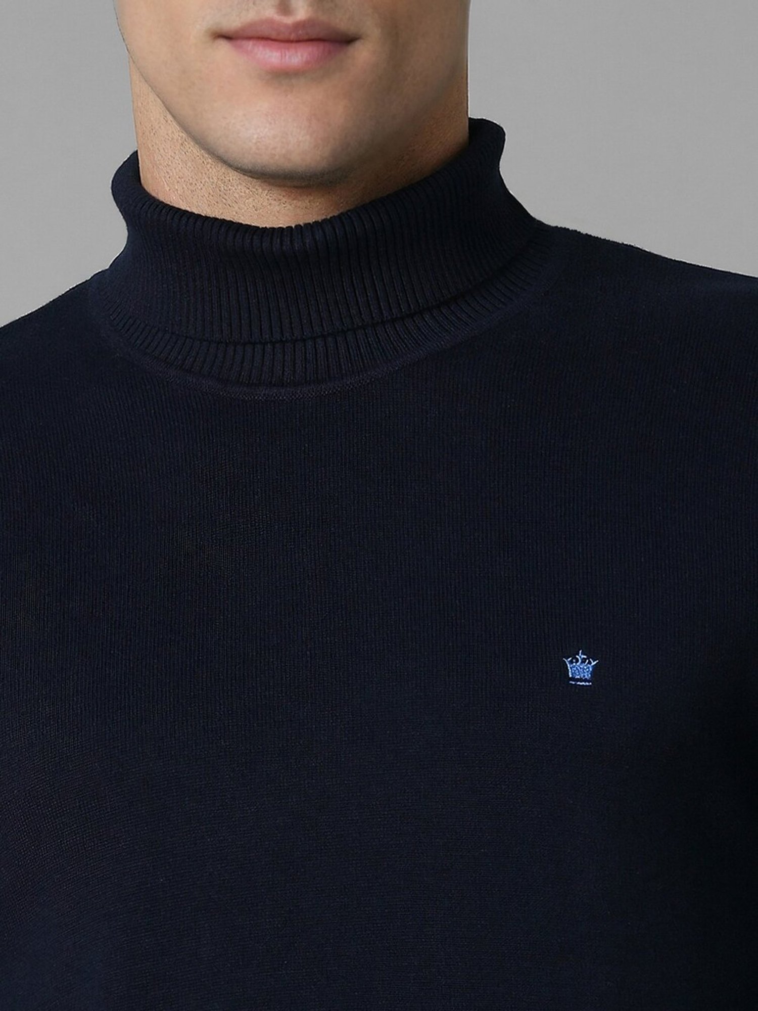 Louis Philippe Navy Regular fit Solid Casual Sweater