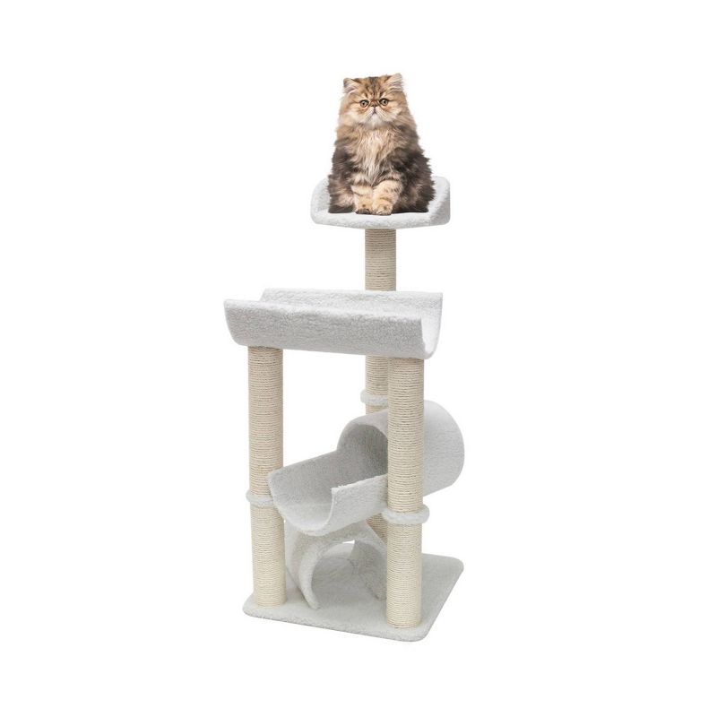 Majestic Pet Bungalow Sherpa Activity Center Cat Scratcher -  Cream - 44"