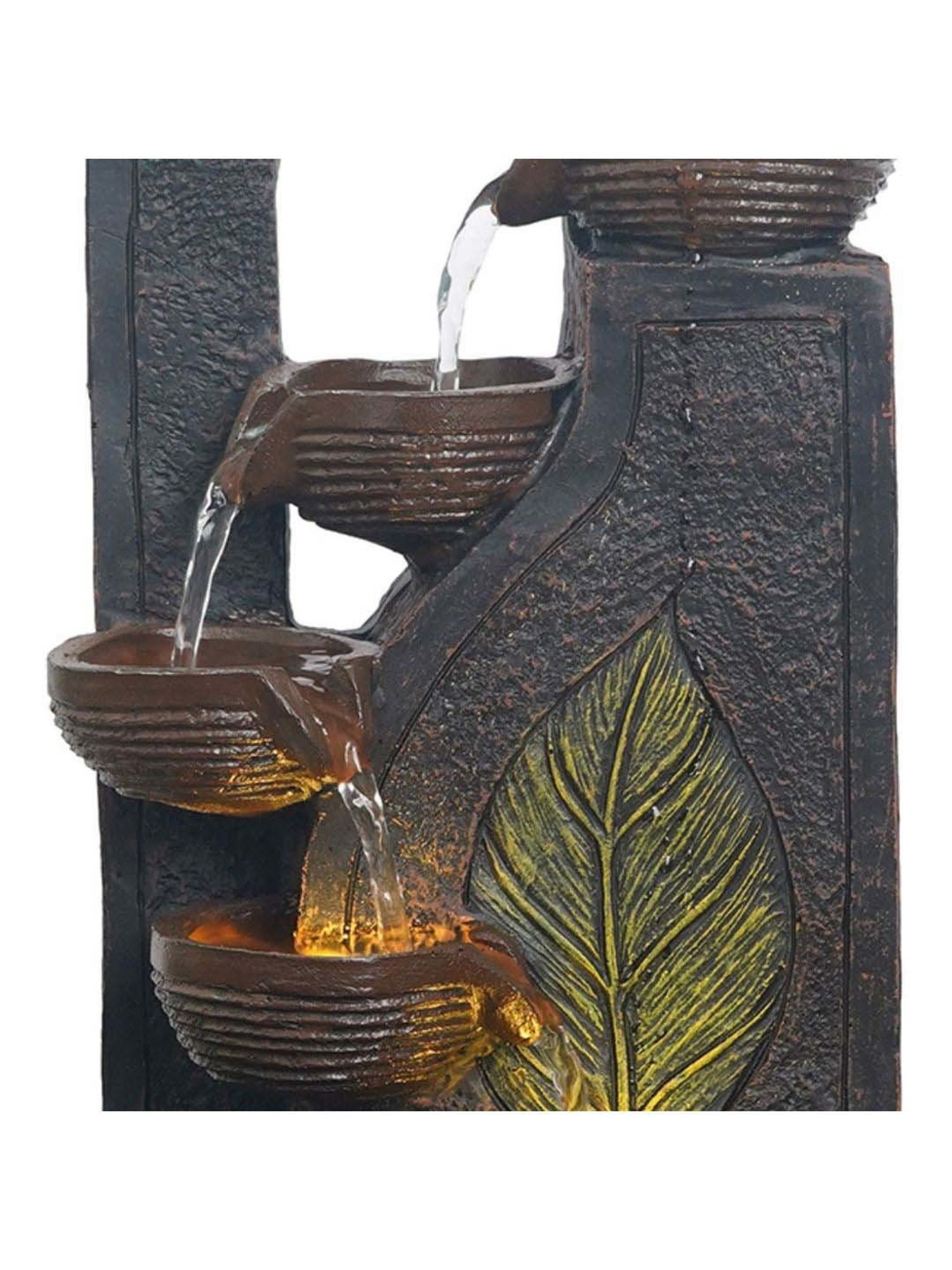 CHRONIKLE Black Polyresin Table Top 4 Steps Waterfall Fountain