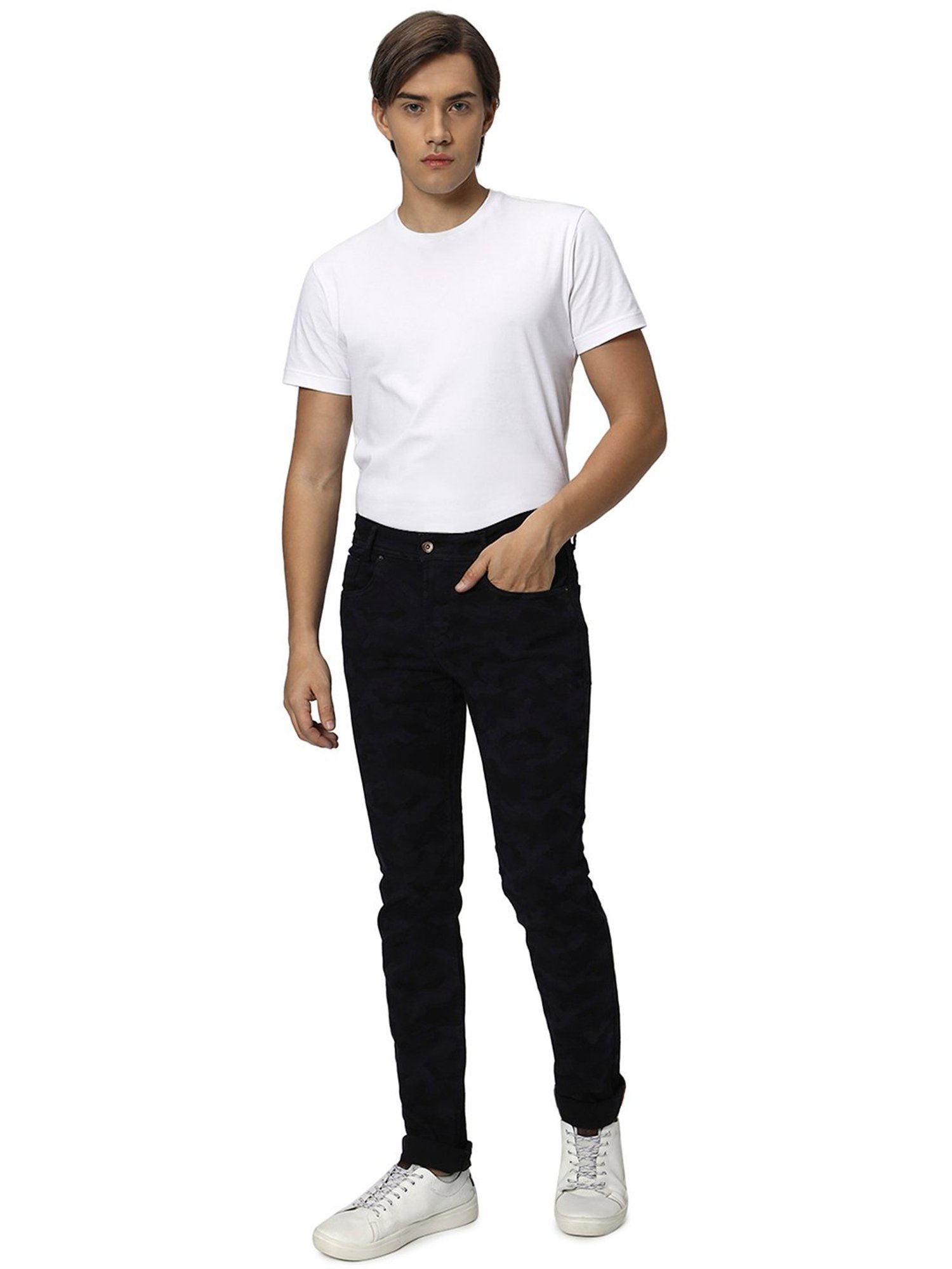 Mufti Dark Indigo Blue Slim Fit Lightly Washed Jeans