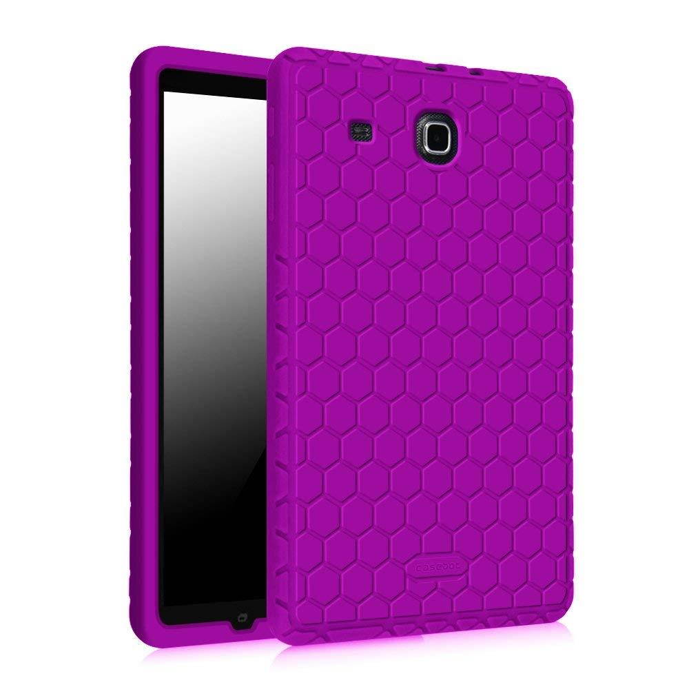 Fintie Silicone Case for Samsung Galaxy Tab E 9.6 - [Honey Comb Series] Light Weight [Anti Slip] Shock Proof Cover [Kids Friendly] for Tab E Wi-Fi/Tab E Nook/Tab E Verizon 9.6-Inch Tablet, Purple