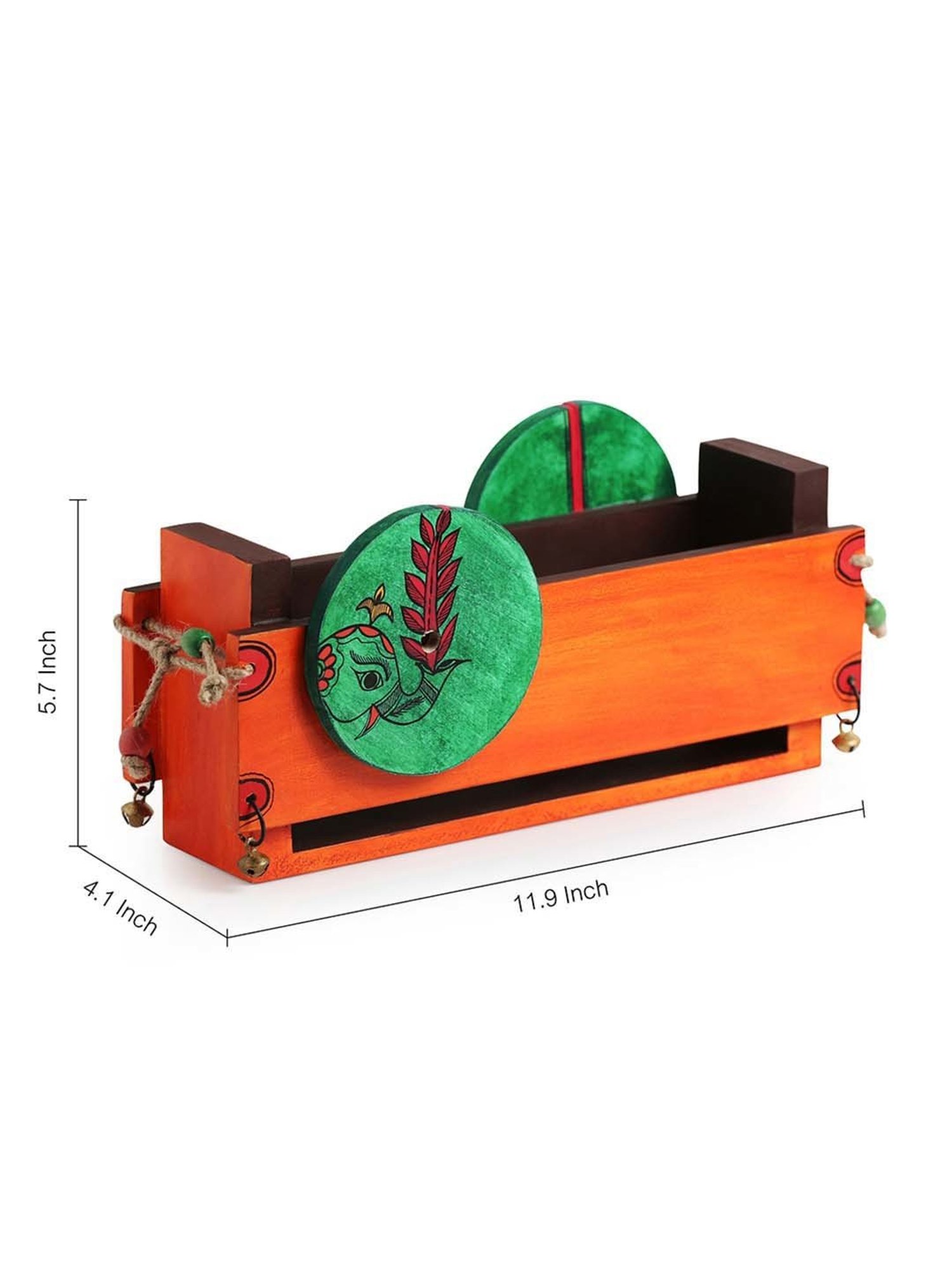 ExclusiveLane Madhubani Hand-Painted Magazine & Newspaper Stand In Wood