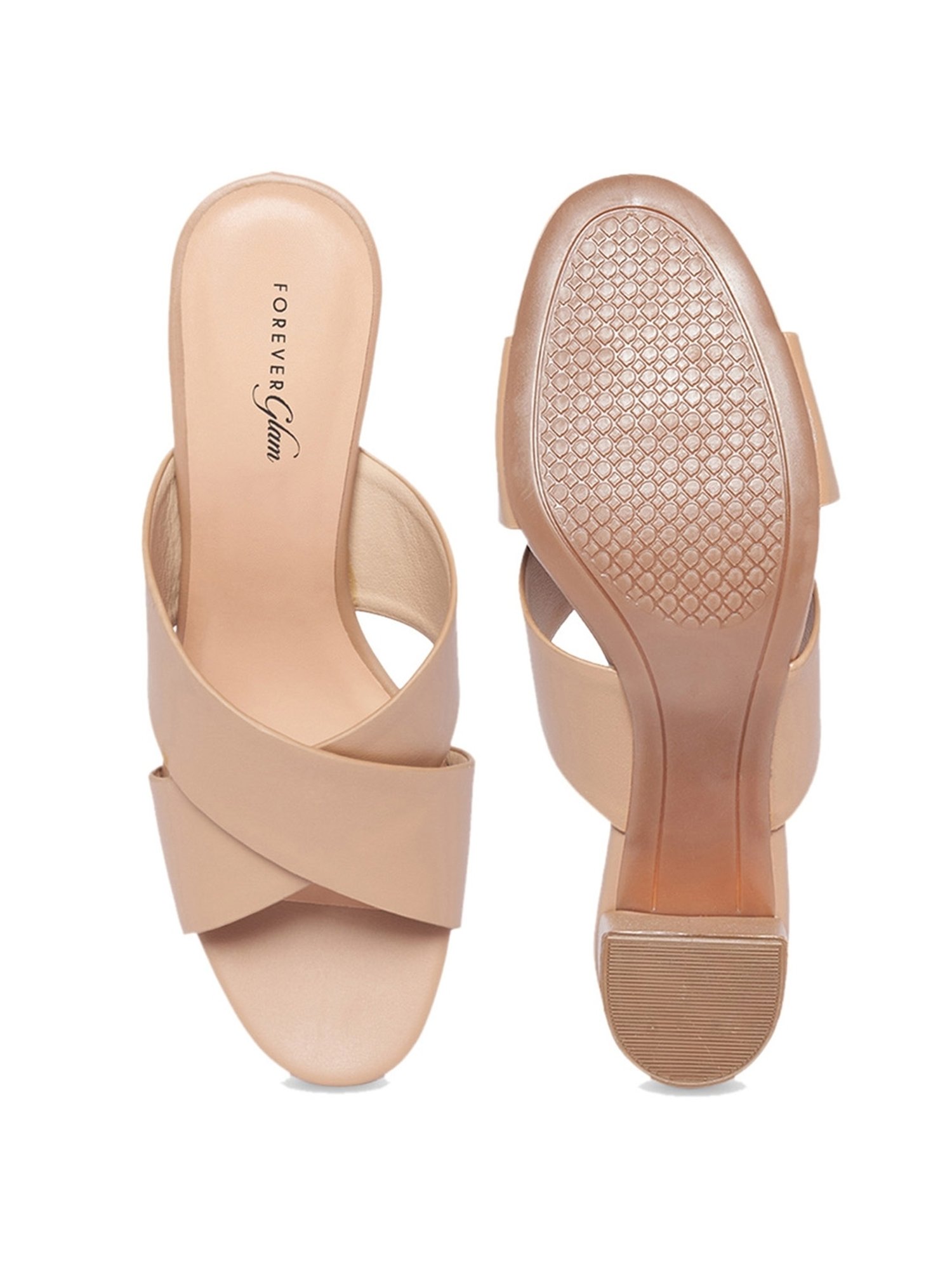 Forever Glam by Pantaloons Women's Tan Cross Strap Sandals