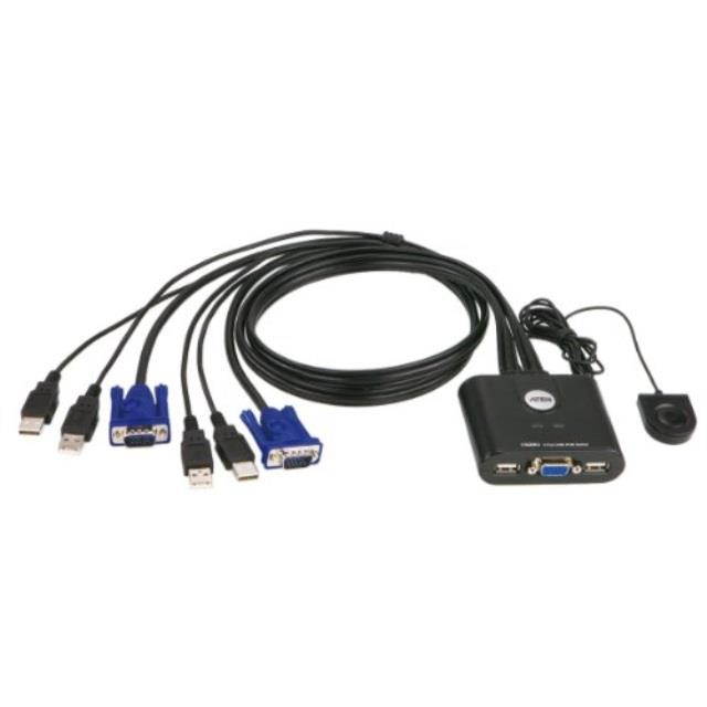 ATEN 2-Port USB 2.0 Cable-Built-in KVM Switch CS22U