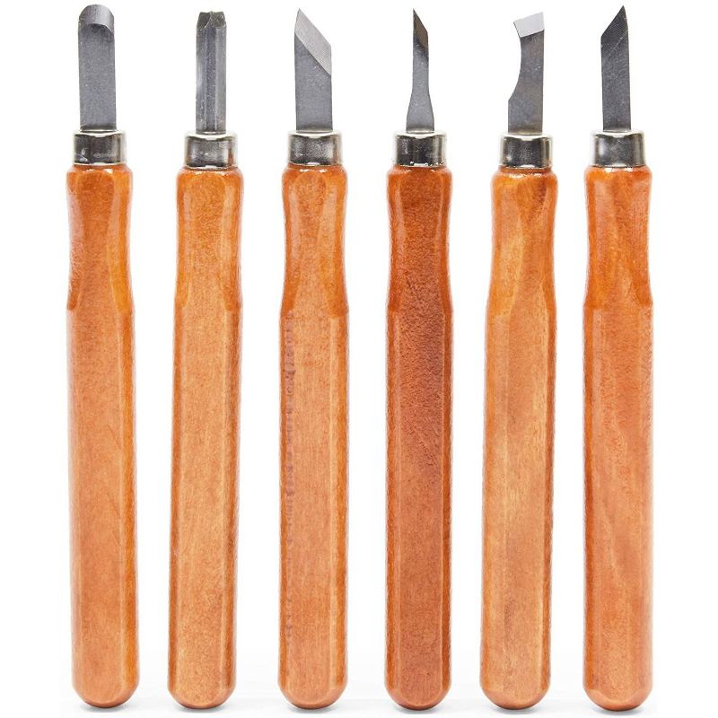 Bright Creations 12 Piece Wood Carving Tools Set for Beginners with Wooden Handles and Storage Case, Arts and Crafts