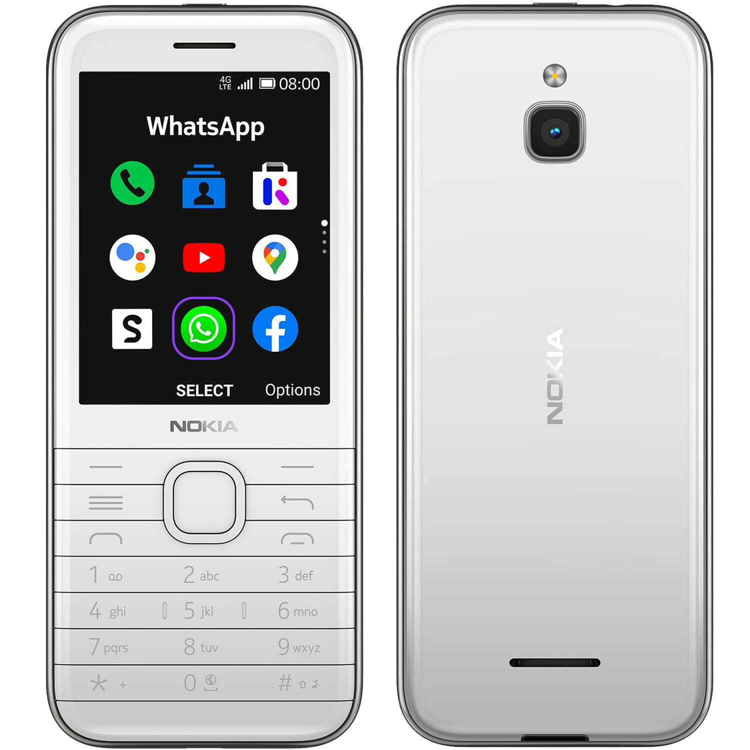 Nokia 8000 Dual-SIM 4GB ROM + 512MB RAM (GSM Only | No CDMA) Factory Unlocked 4G/LTE Keypad Phone (Opal White) - International Version