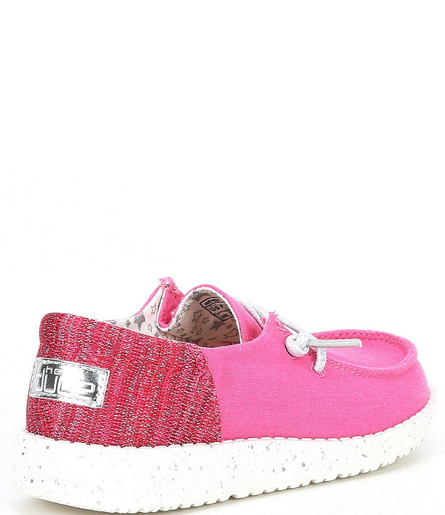 Hey Dude Girl's Wendy Funk Fuxia Metallic Knit Detail Washable Sneakers (Toddler)