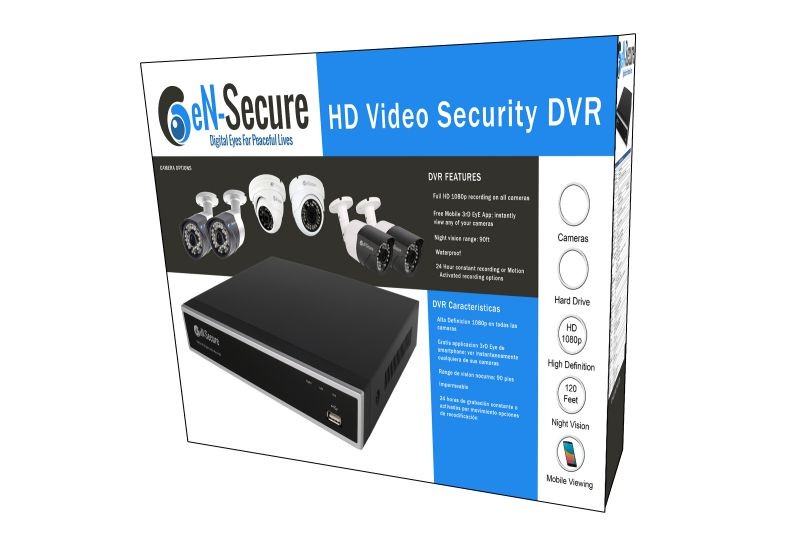 eN-Secure 8 Channel DVR CCTV Kit with 6 1080p HD 2MP Bullet & 2 Dome Cameras & 2TB Hard Drive