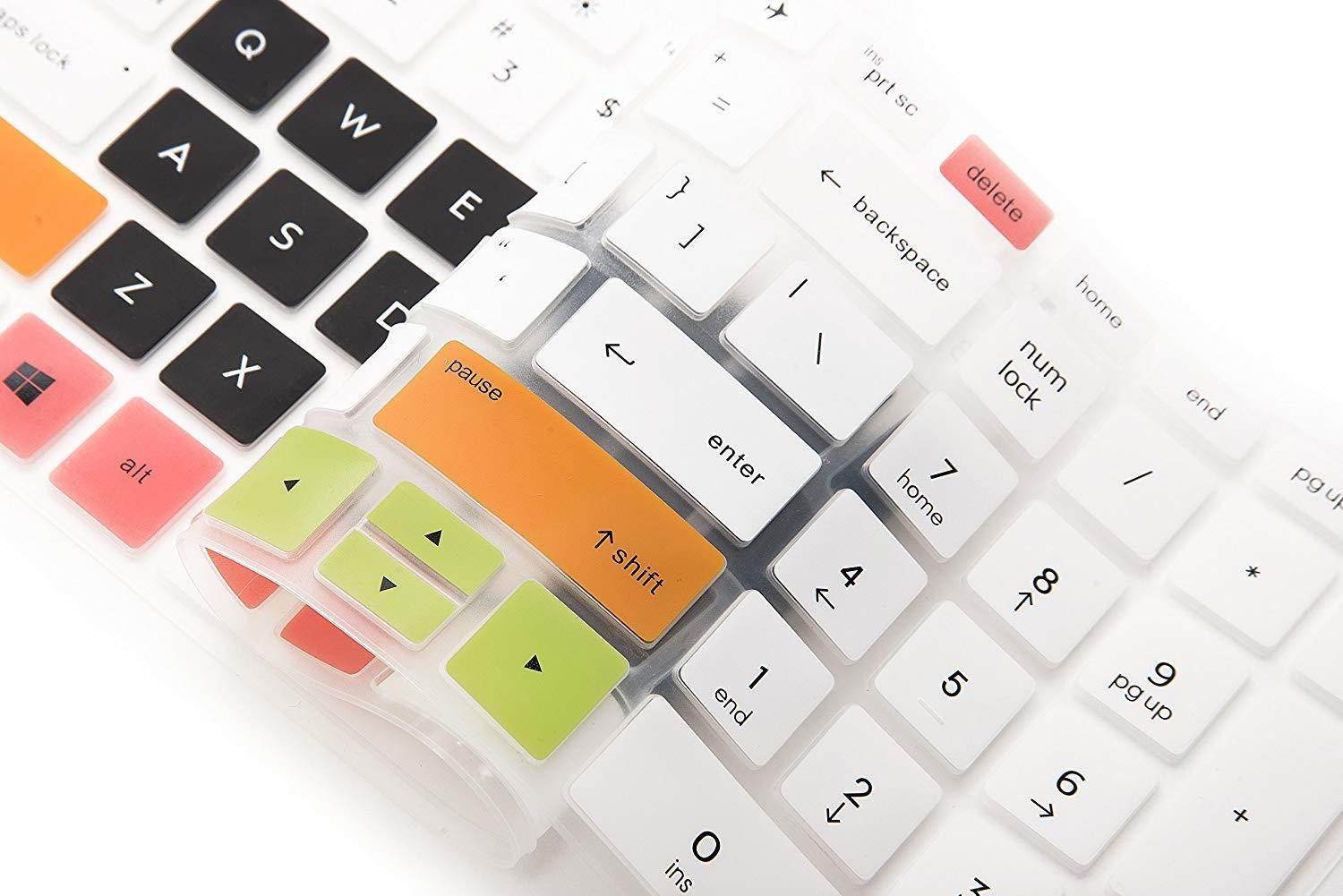 Leze - Ultra Thin Soft Keyboard Protector Skin Cover for 15.6" HP ENVY x360 2-in-1 15M-BP011DX 15M-BQ021DX 15M-BQ121DX 15M-BP012DX 15M-BP112DX 15M-BP111DX Series Touch-Screen Laptop - Black White