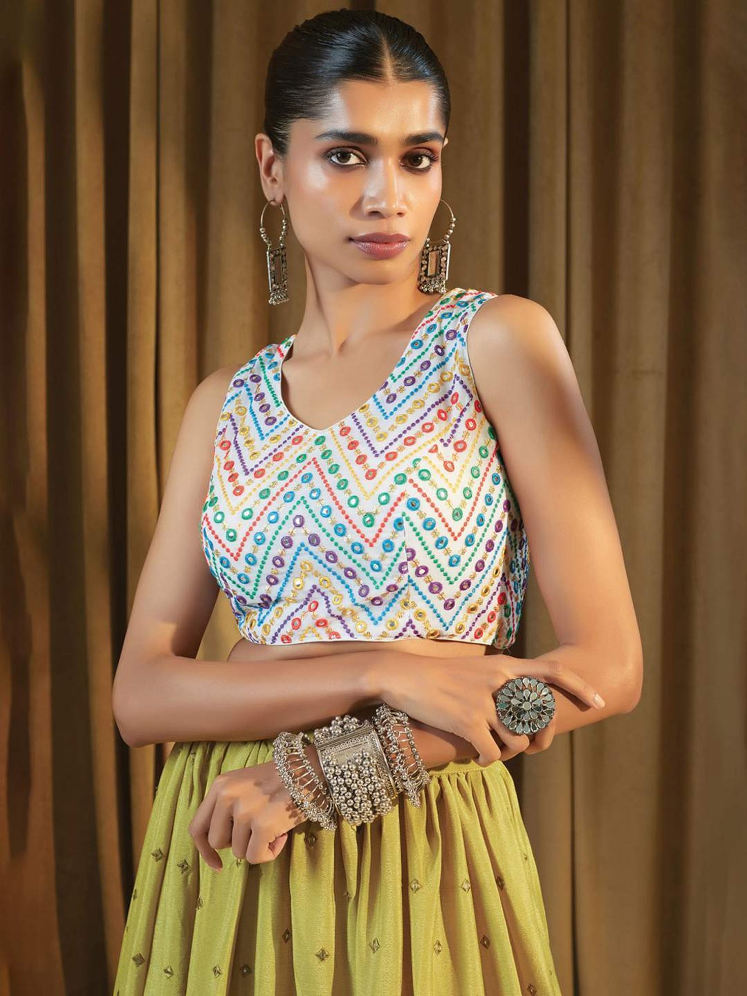 Soch White Embroidered Readymade Blouse