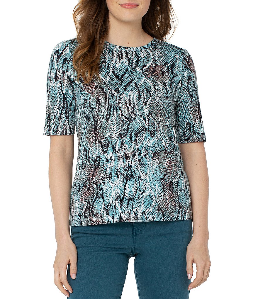 Liverpool Los Angeles Snake Print Short Sleeve Crew Neck Tee