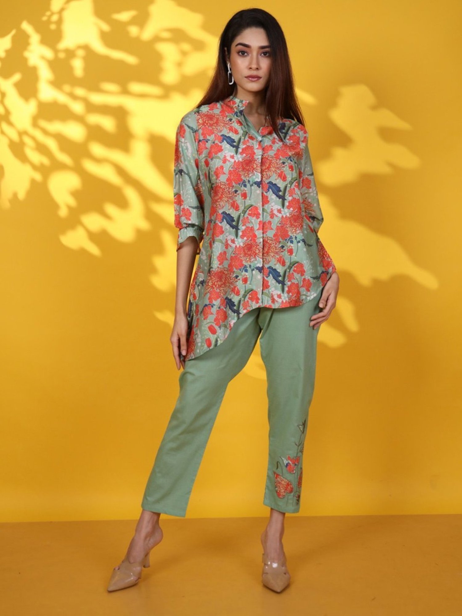 Autumnlane Urfi Green Pine Top with Pant Co-ord Set