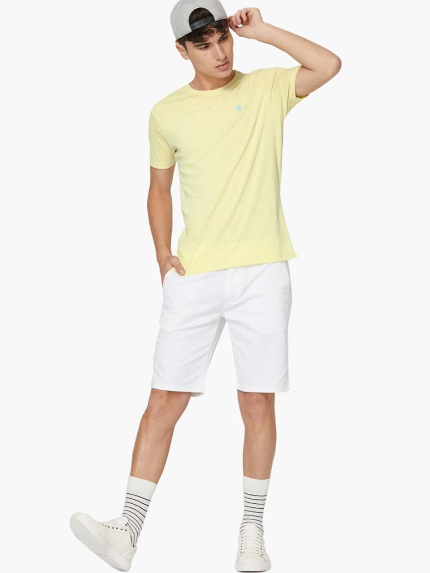 BOSSINI Yellow Cotton Regular Fit T-Shirt