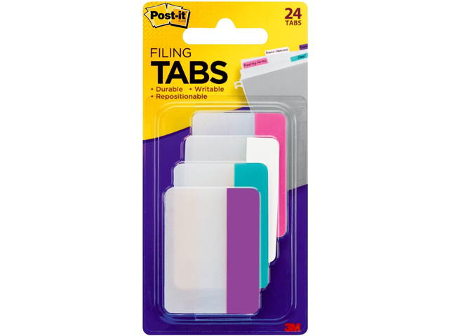 Post-it 686A-PWAV Angled Durable Tabs Assorted, 50 x 38 mm, 4/pk