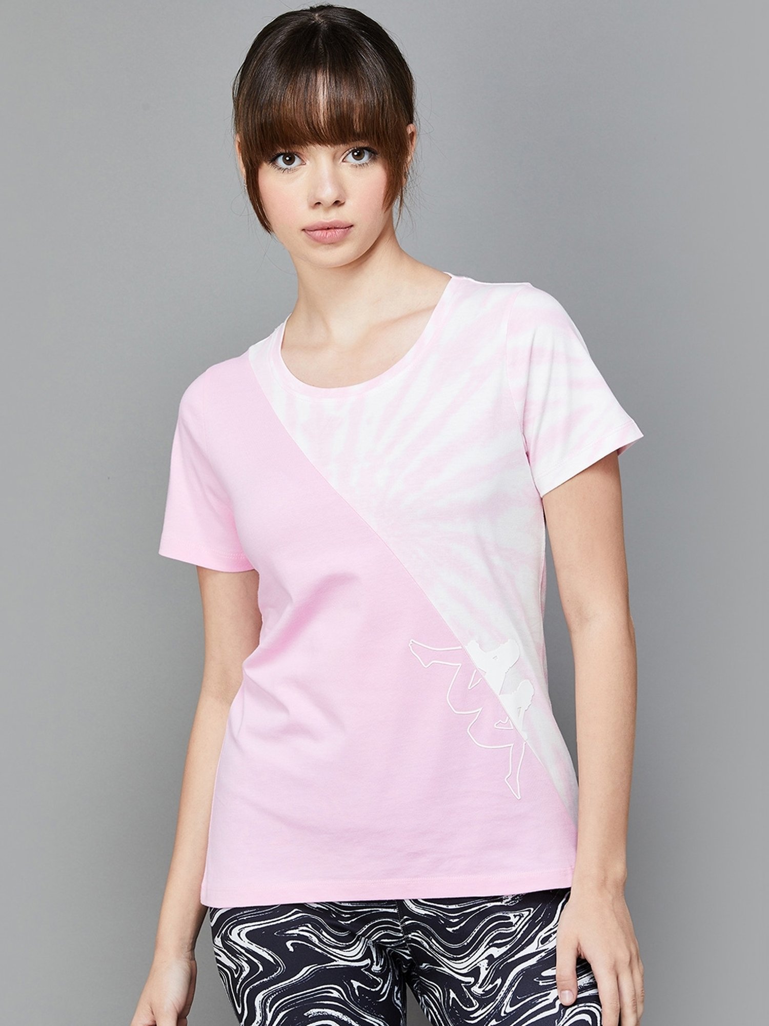 KAPPA Pink Cotton Printed Sports T-Shirt