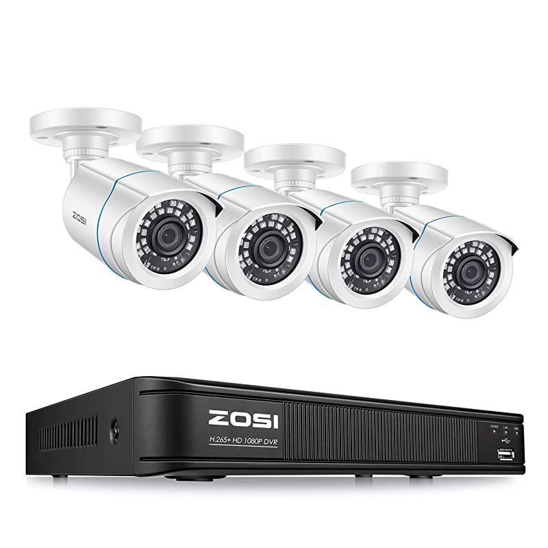 H265+ Full 1080p Home Security Camera System5MP Lite CCTV DVR Recorder 4 Channel and 4 x 2MP 1080P Weatherproof Surveillance Bullet Camera Outdoor Indoor with 80ft Night Vision No Hard Drive