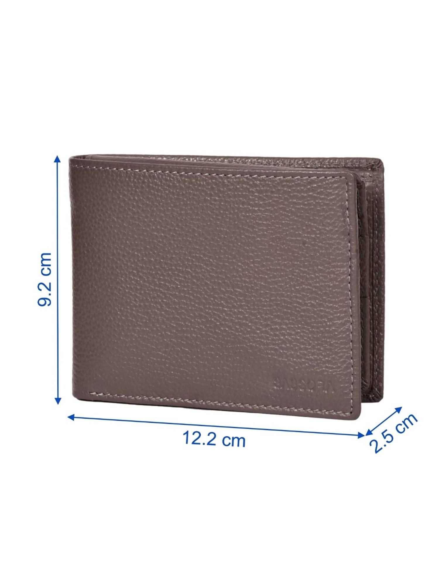 SASSORA ARLO Grey Leather Textured Bi-Fold Wallet