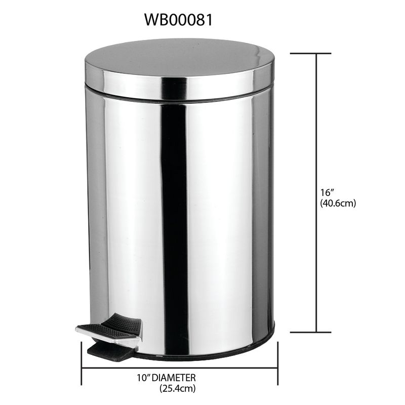 Rubbermaid 8 Quart Traditional Square Top Bedroom, Bathroom, and Office Wastebasket Trash Can, White (2 Pack)