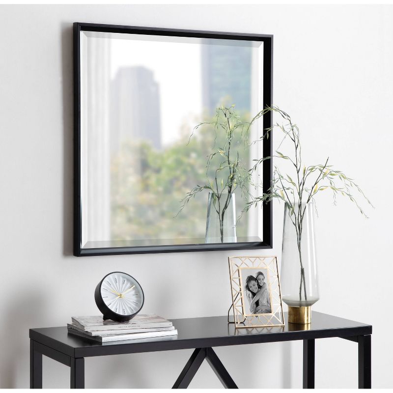 29.5" x 29.5" Calder Square Wall Mirror Black - Kate & Laurel All Things Decor