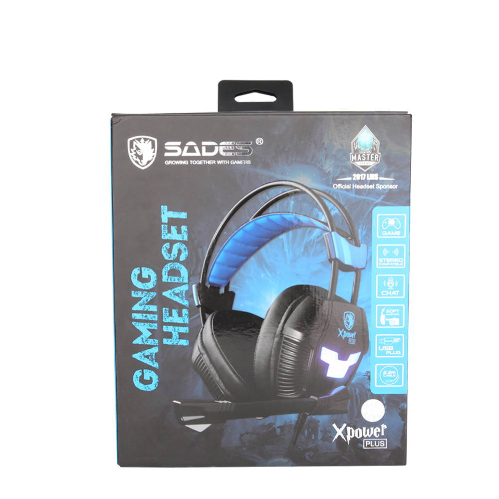 SADES Xpower Plus Gaming Headset Gamer Headphones Stereo Surround Sound 2-Level Vibration LED