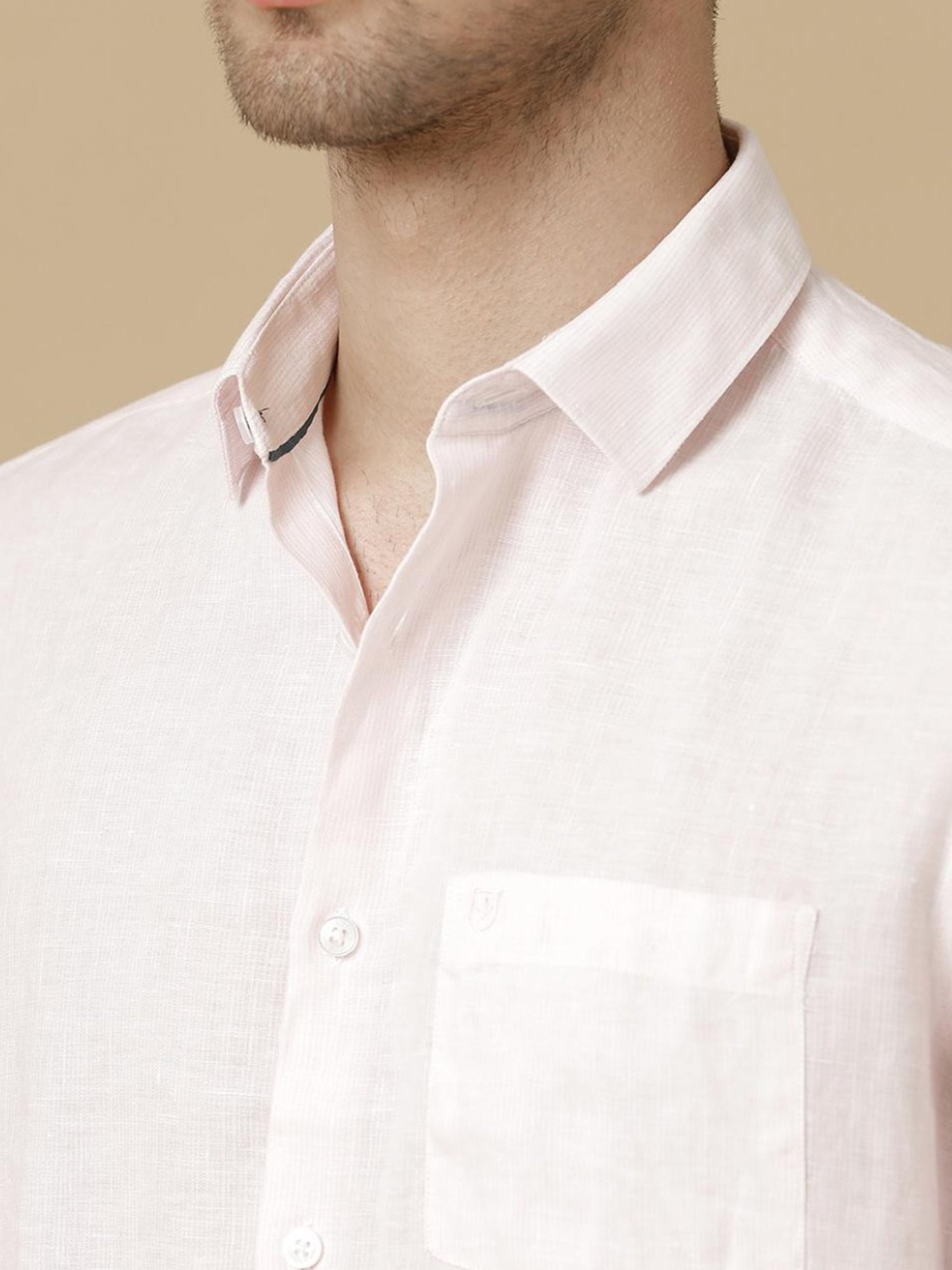 Linen Club Pink Linen Contemporary Fit Shirt