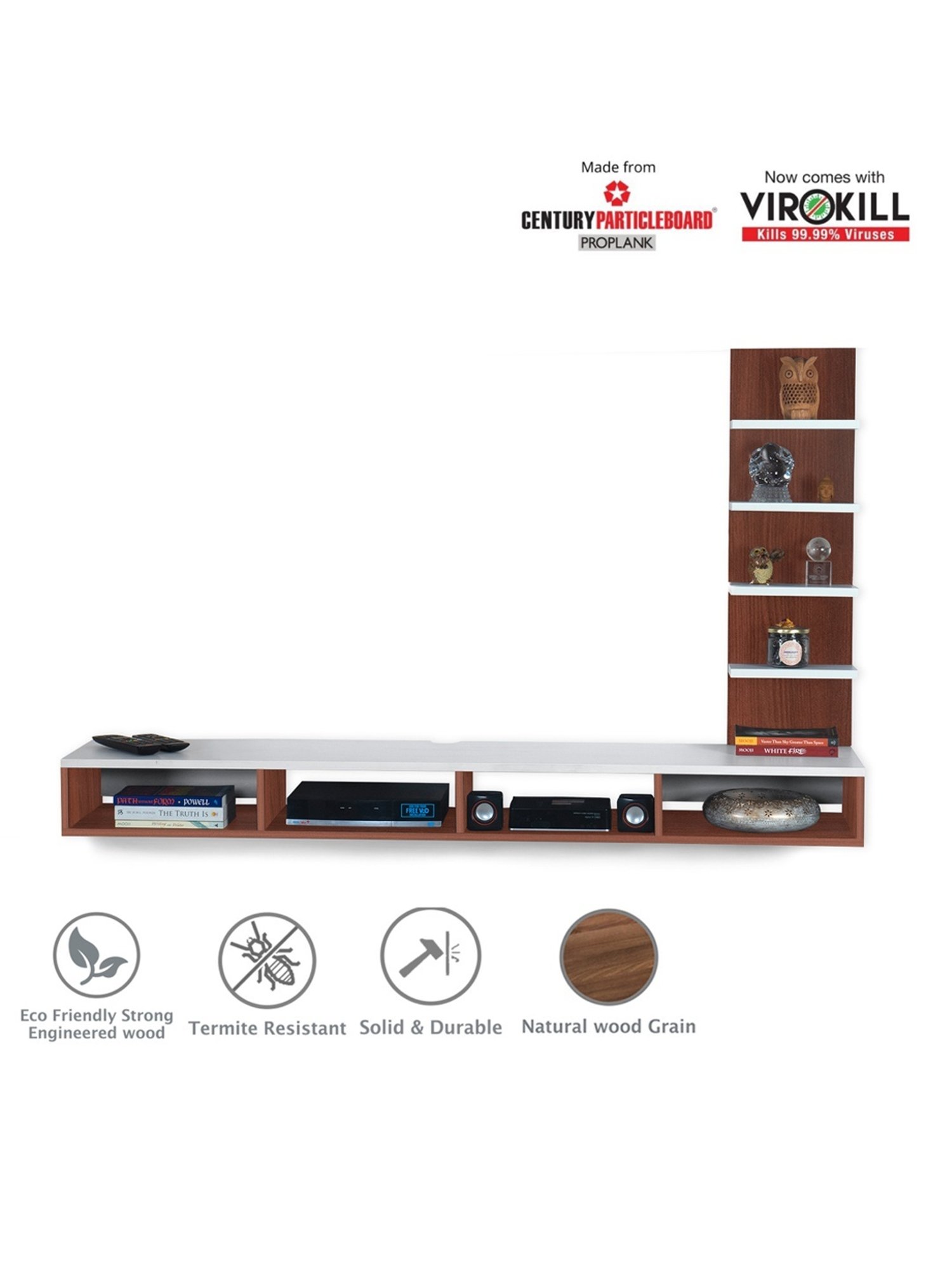 Delite Kom Luke Acacia Dark & White Engineered Wood TV Entertainment Unit