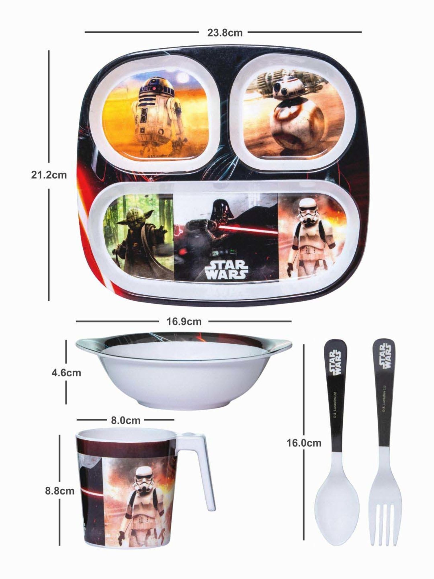 Servewell Star Wars Multicolor Melamine Kids  5Pcs Dinner Set (0.67 L)