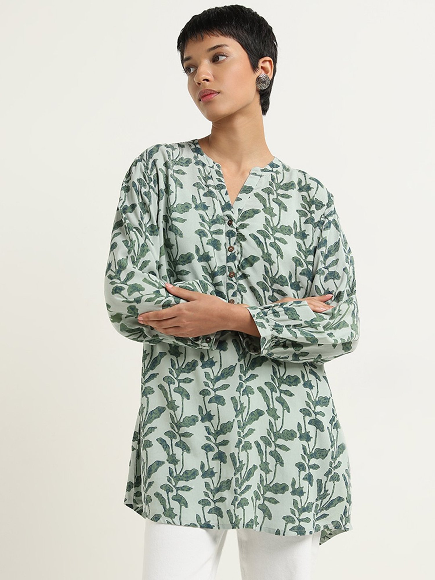 Utsa by Westside Mint Leaf Design Straight Kurti