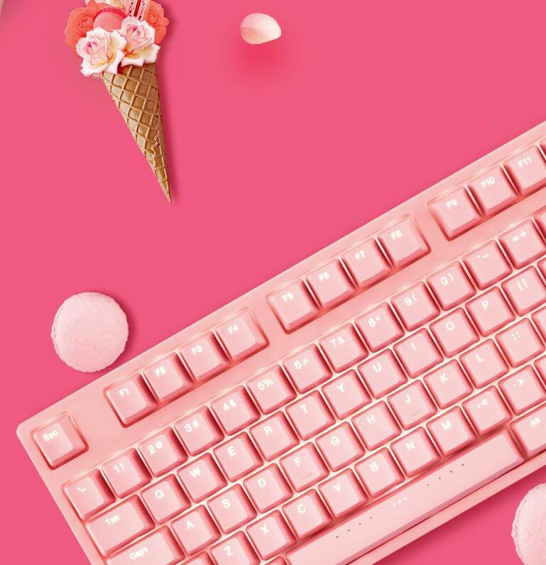 iKBC F200 Mechanical Gaming Keyboard, Cherry MX Red Switch,PBT Keycaps, N-key Rollover, White Backlit-Green