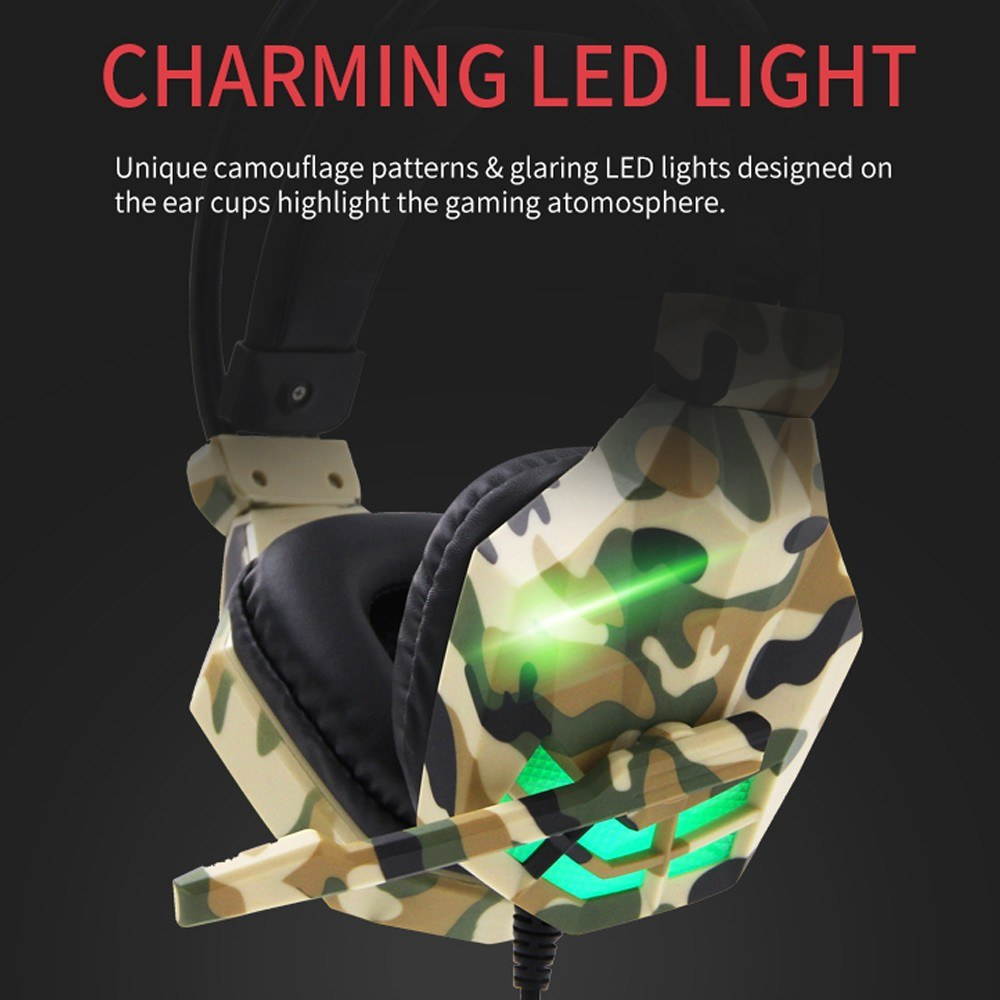 SY850MV Gaming Headset 3.5mm Wired Over Ear Headphones Noise Canceling E-Sport Earphone with Mic LED Light Volume Control AUX+USB for Desktop PC