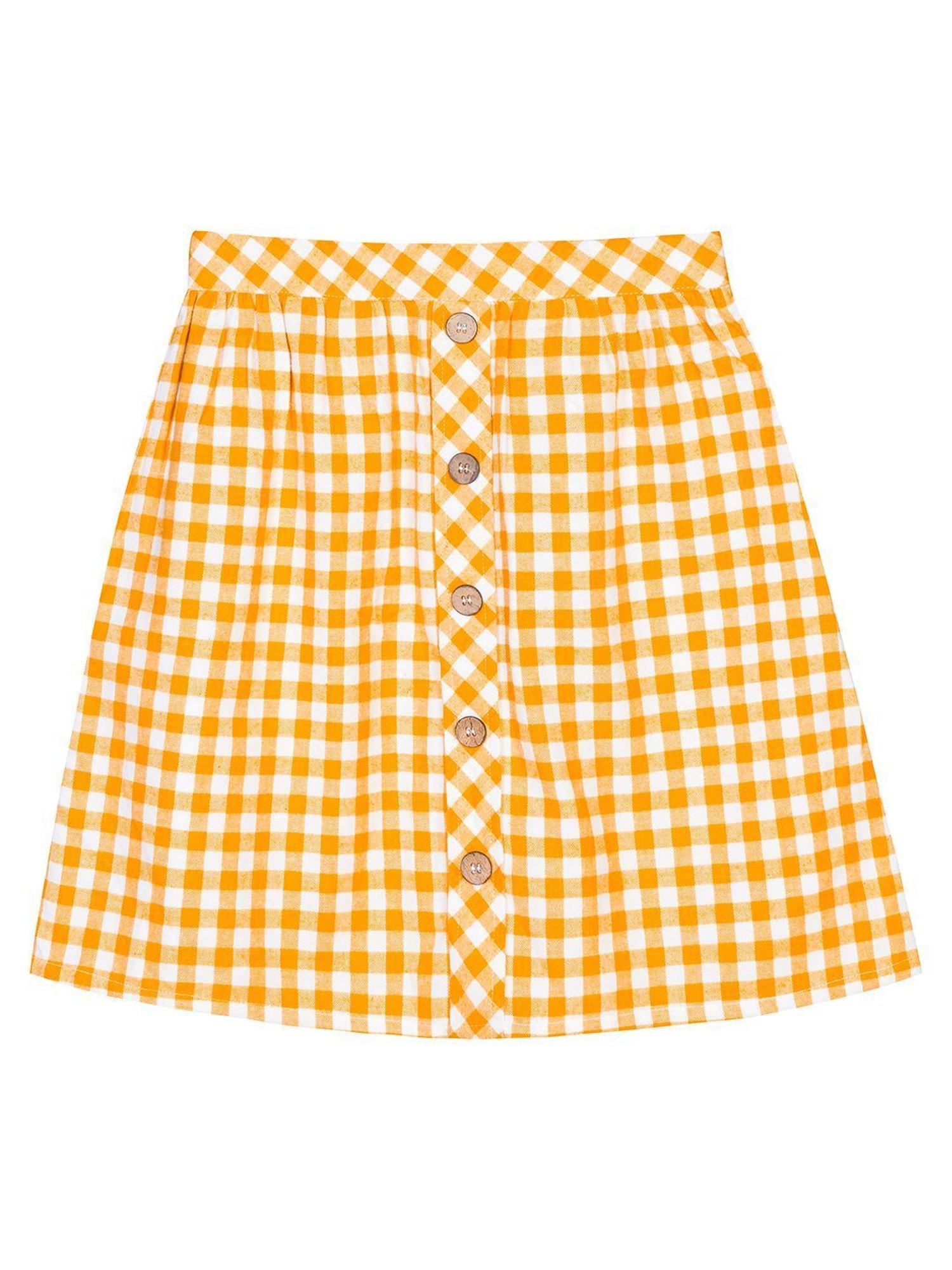 Budding Bees Kids Mustard Yellow Cotton Check Full Sleeves Shirt set