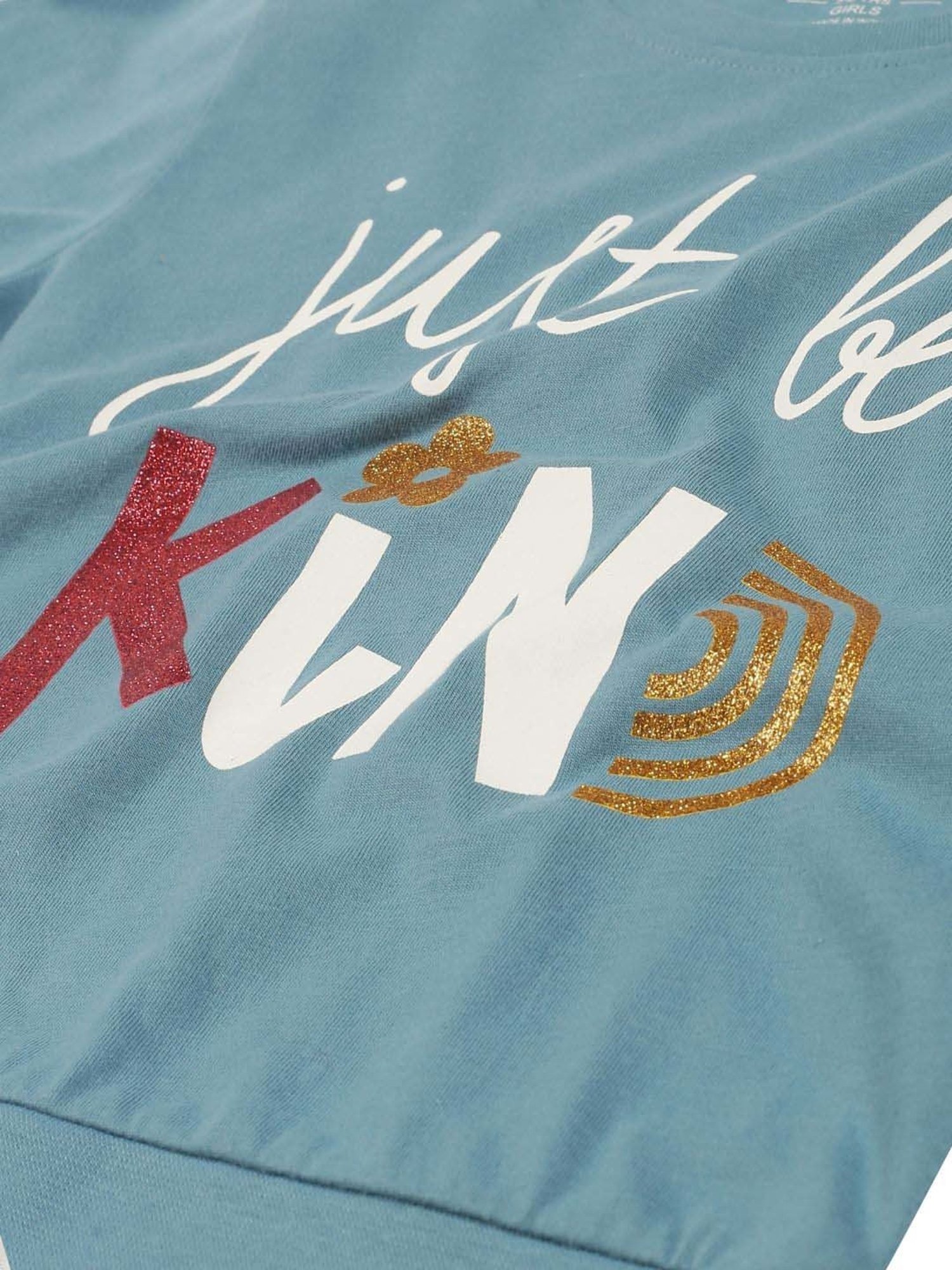 Plum Tree Kids Blue & White Cotton Printed Full Sleeves T-Shirt Set