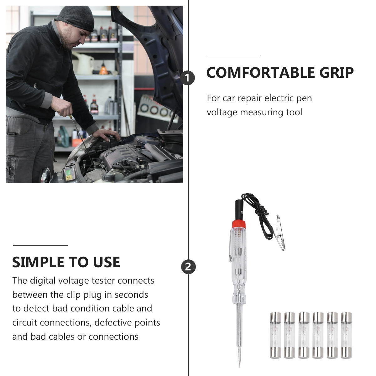 1 Set/7pcs Car Voltage Tester Electrical Tester Automotive Test Pencil