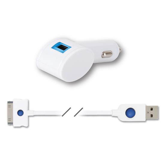 Qmadix Apple Vehicle Power Charger White QM-VPCAPIP4-WH