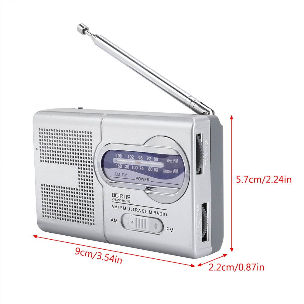 BC-R119 Portable Mini Pocket AM FM Radio Receiver Built-in Speaker For Elderly